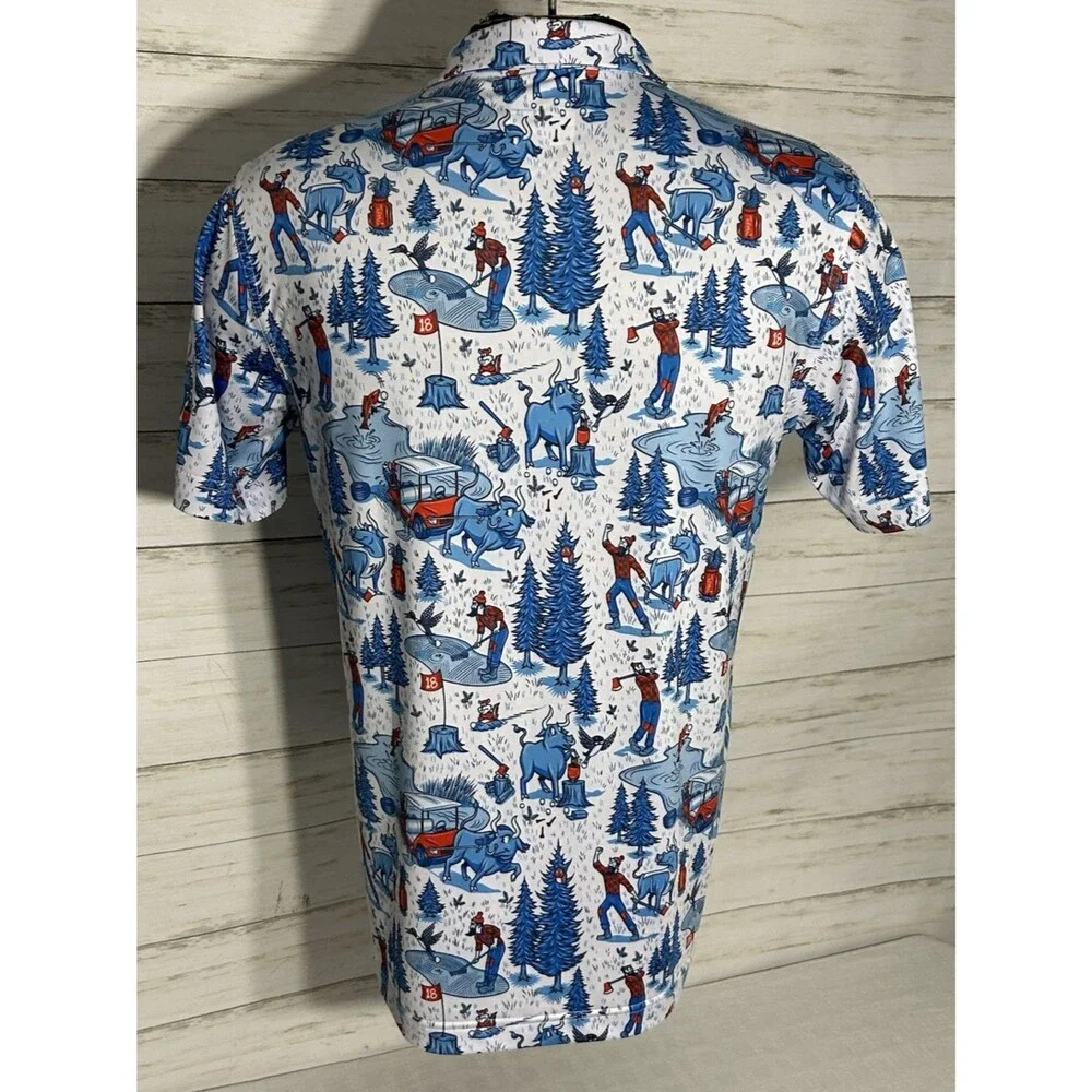MINTY! Waggle Golf Polo Shirt Men's Size SMALL Turman Designed Lumber Jack - Picture 6 of 9